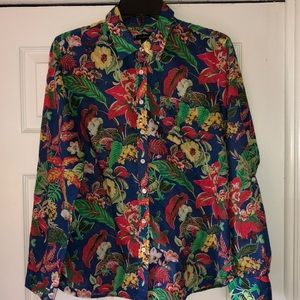 EUC Talbots cotton floral button down top Size M